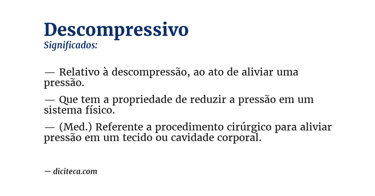 Significado de descompressivo
