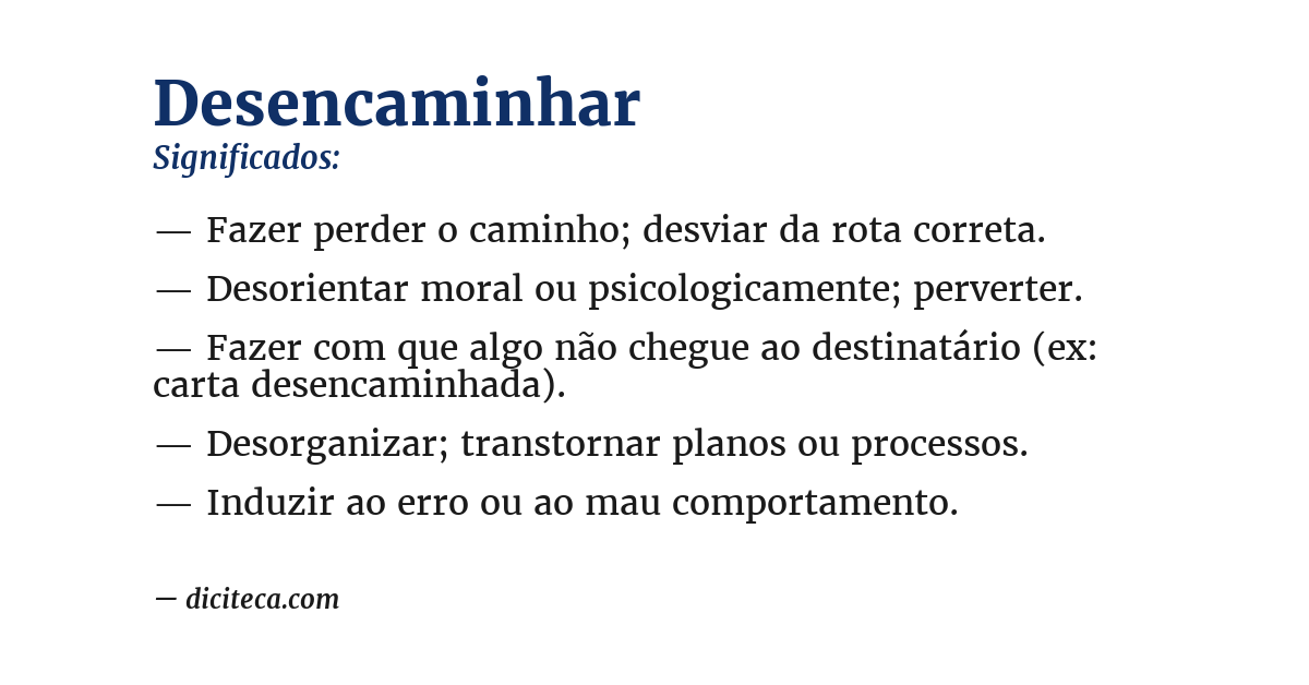 Significado de desencaminhar