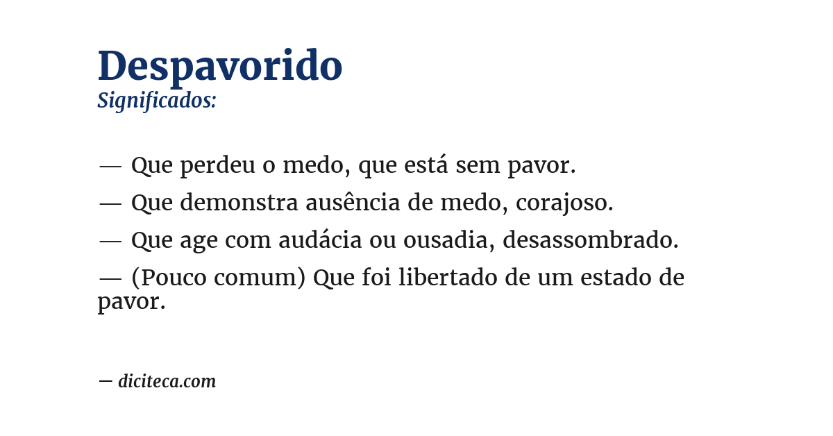 Significado de despavorido