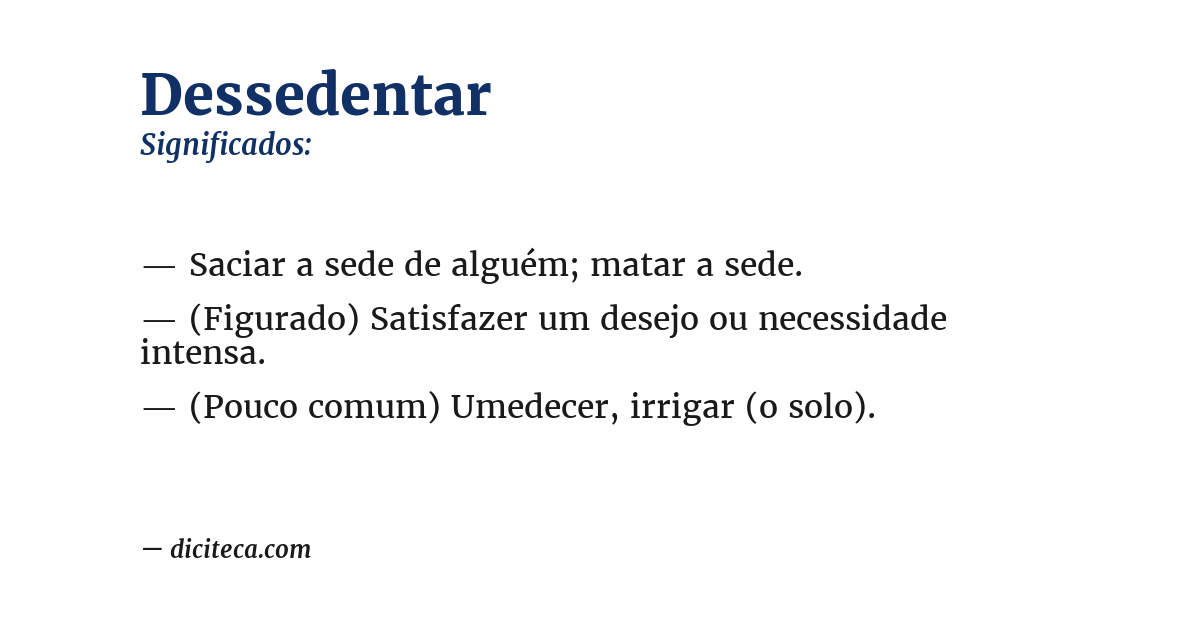 Significado de dessedentar