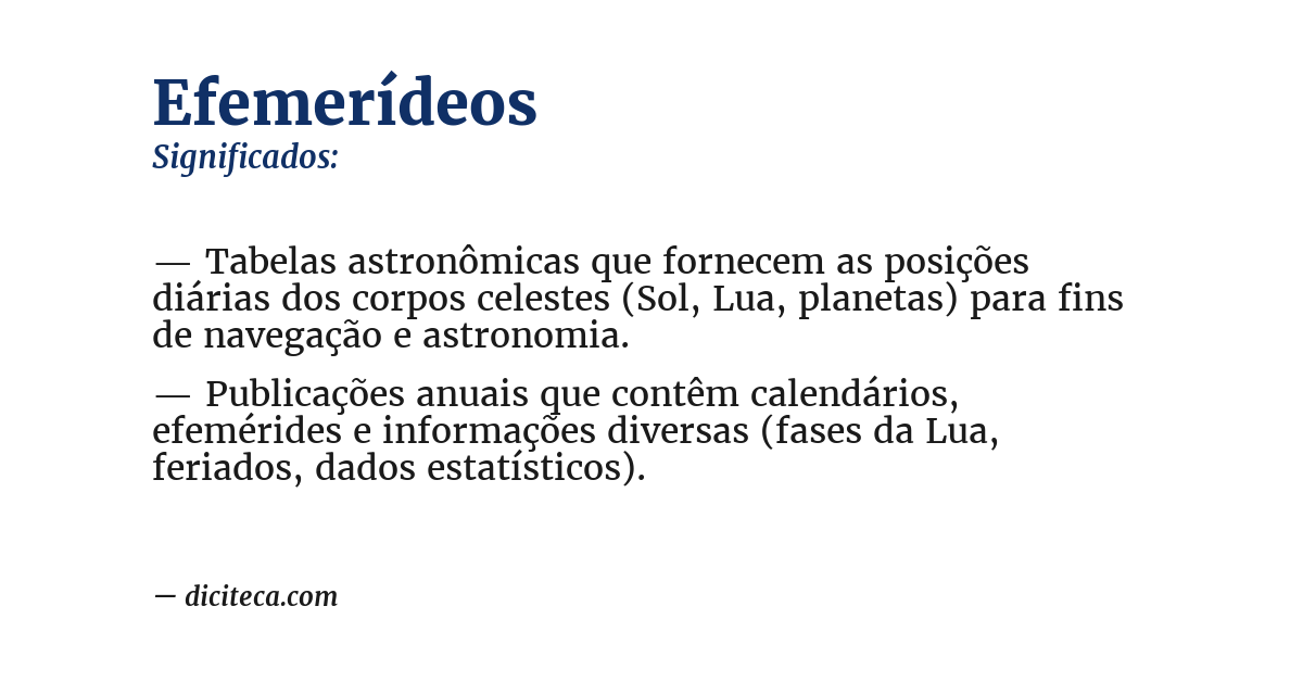 Significado de efemerídeos