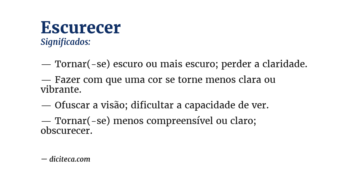 Significado de escurecer