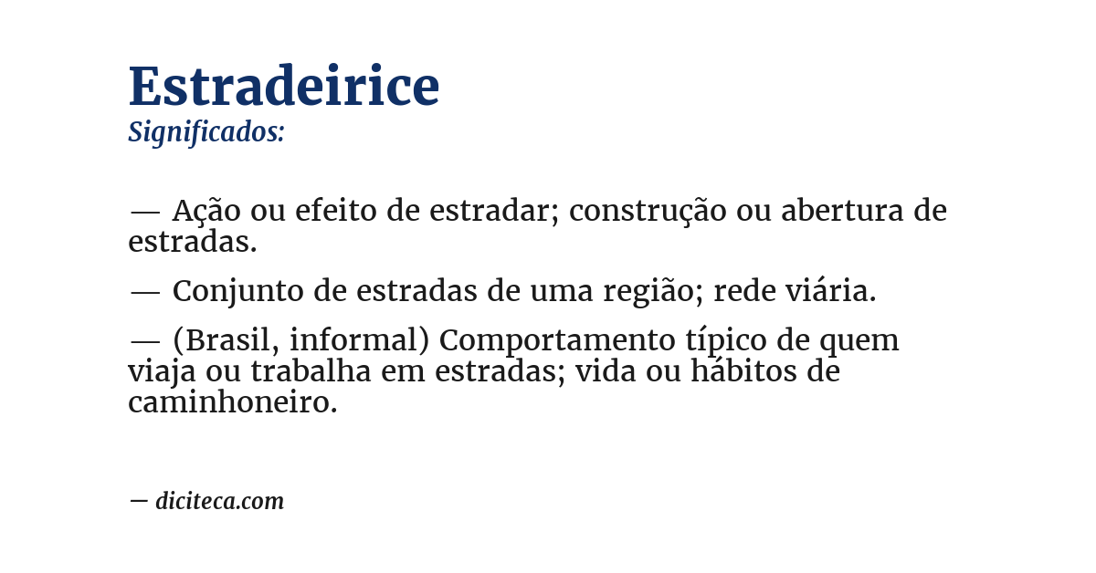 Significado de estradeirice