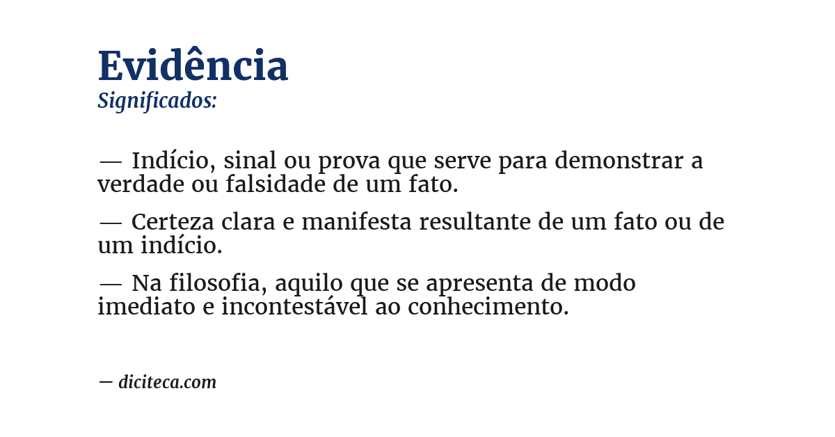 Significado de evidência