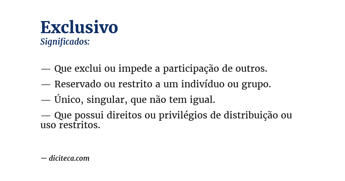 Significado de exclusivo