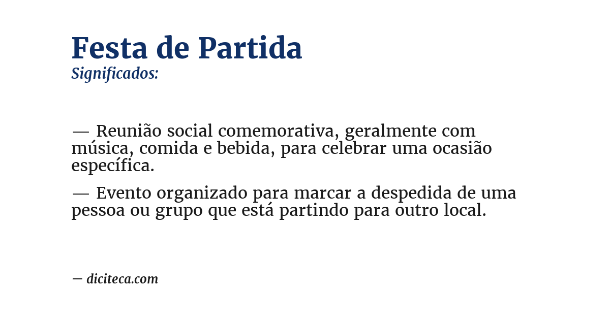 Significado de festa de partida