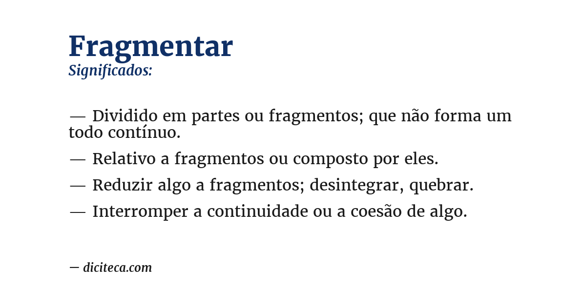 Significado de fragmentar