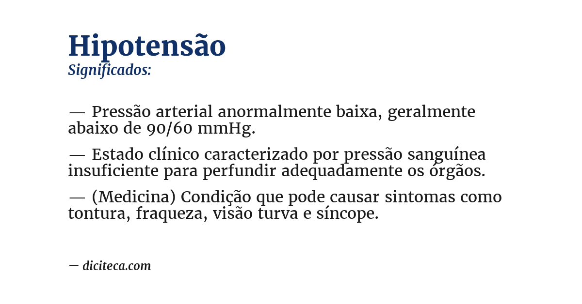 Significado de hipotensão