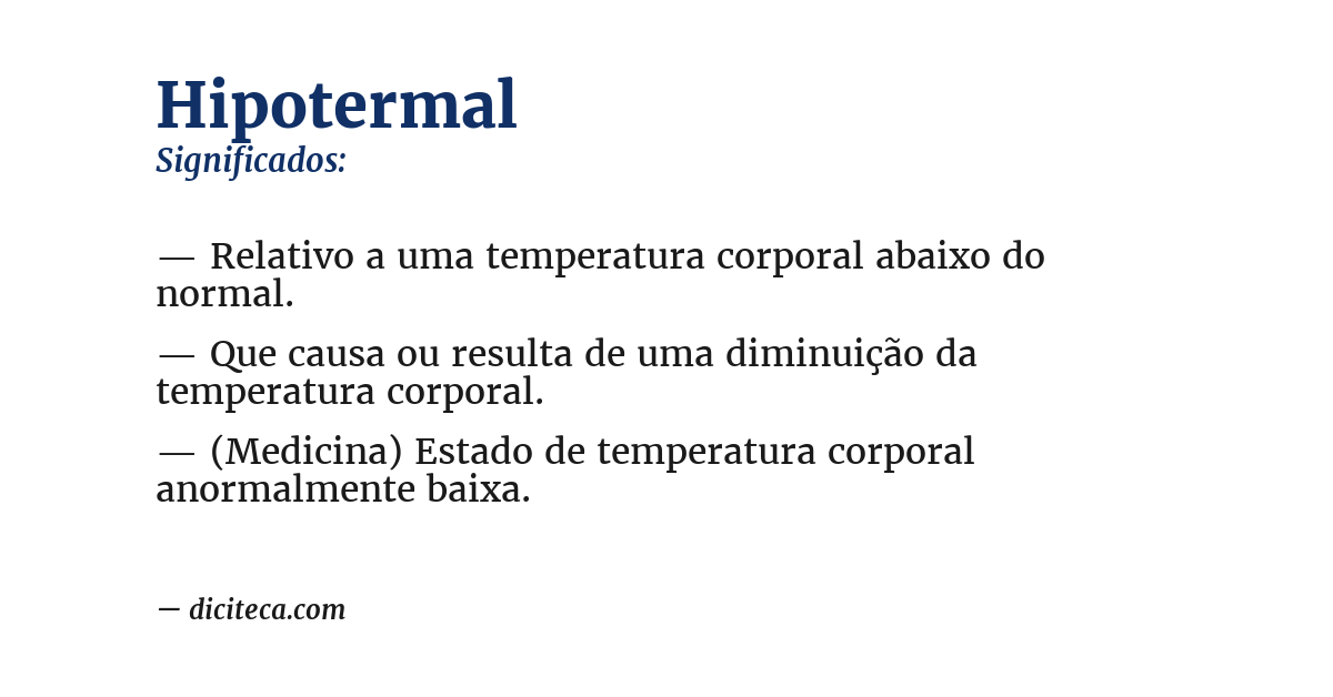 Significado de hipotermal