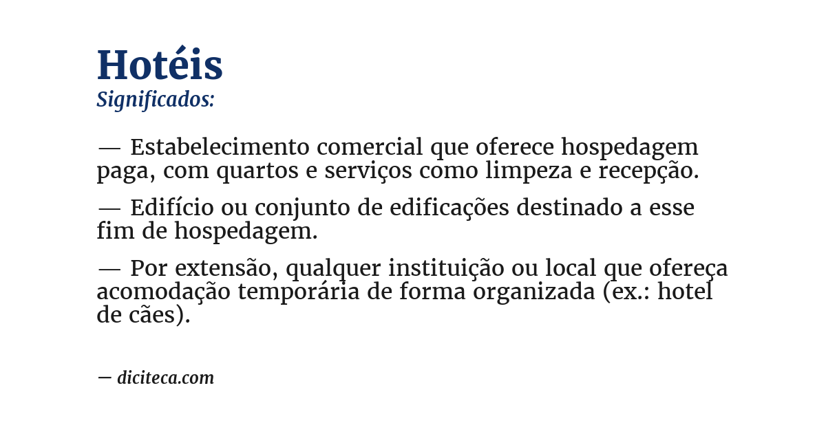 Significado de hotéis