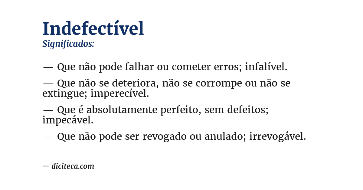 Significado de indefectível