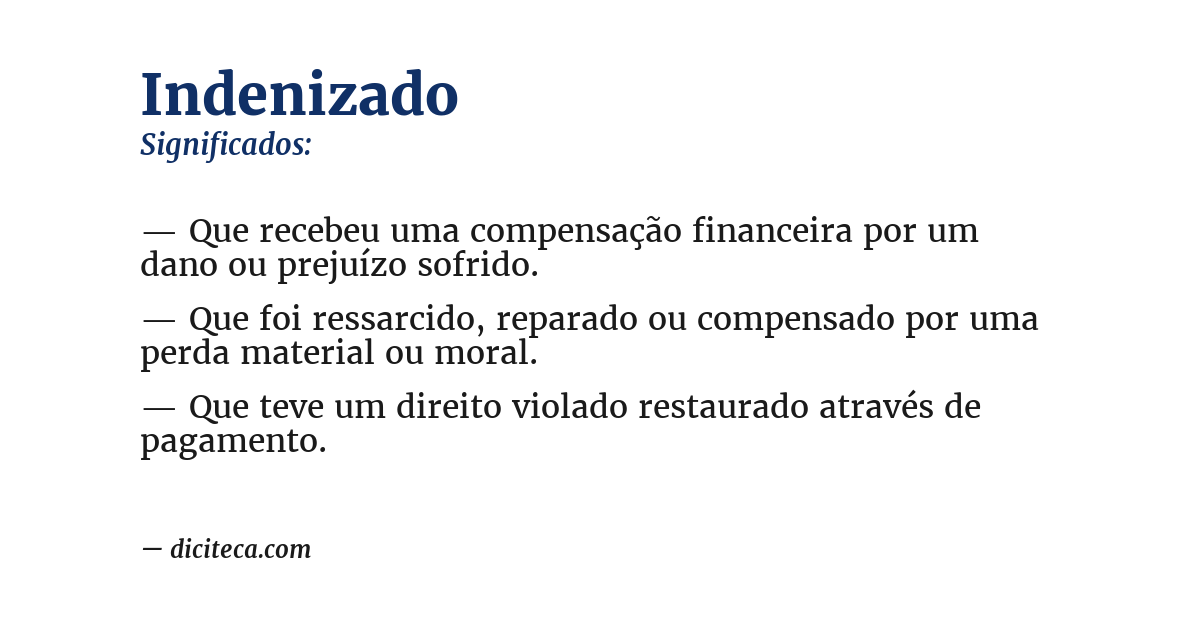 Significado de indenizado