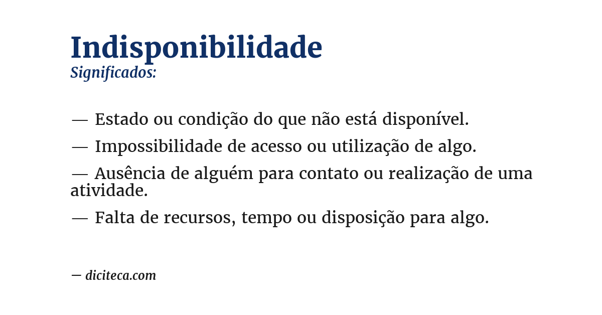Significado de indisponibilidade