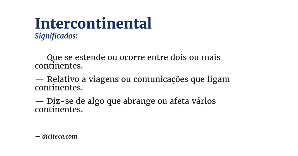 Significado de intercontinental