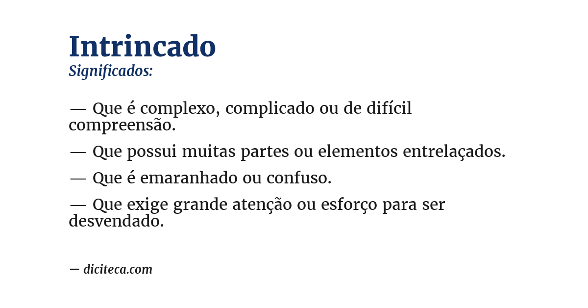 Significado de intrincado