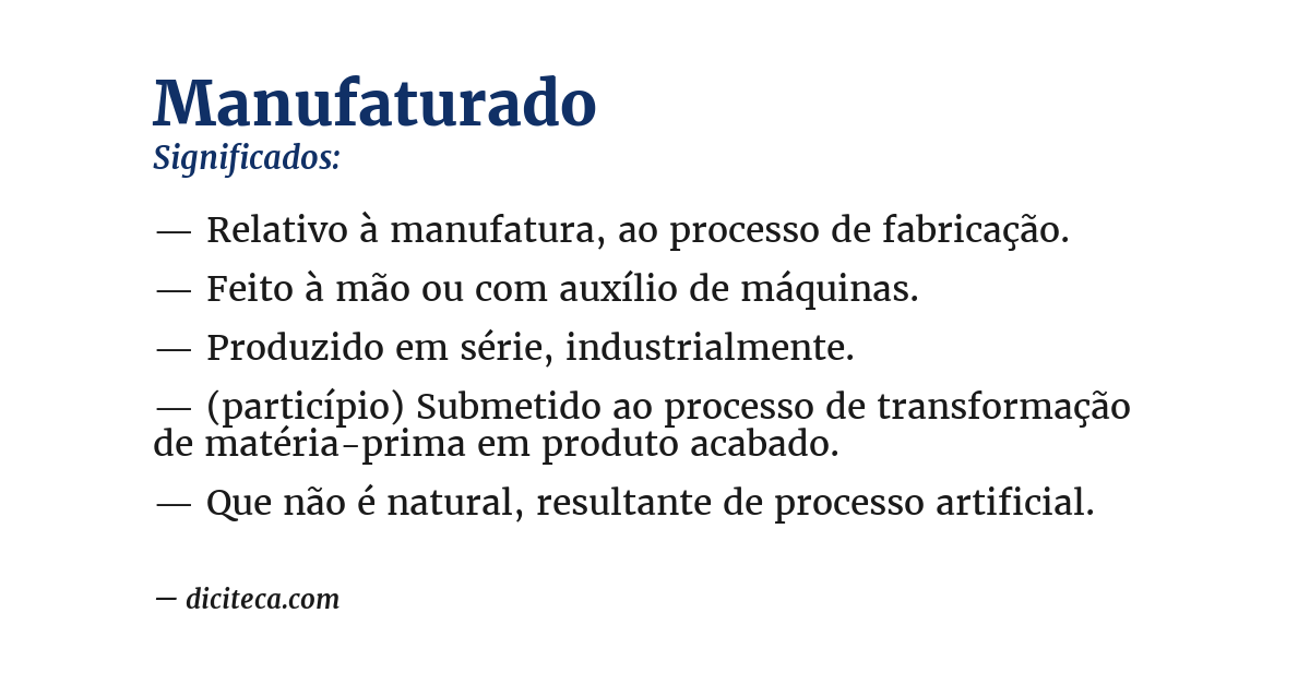 Significado de manufaturado