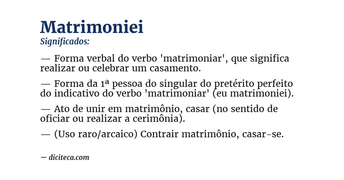 Significado de matrimoniei