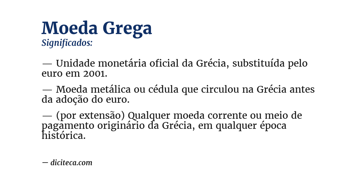 Significado de moeda grega