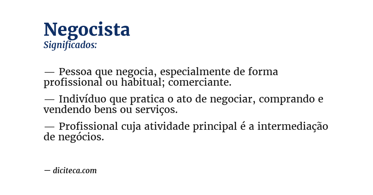 Significado de negocista