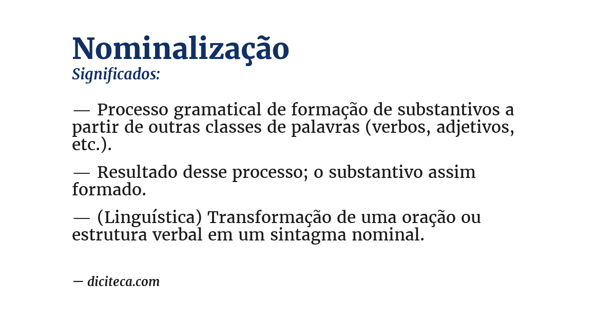Significado de nominalização