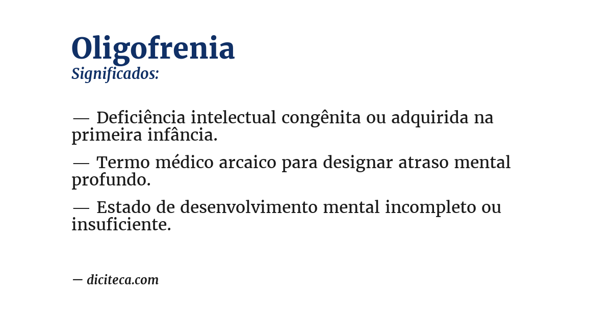 Significado de oligofrenia