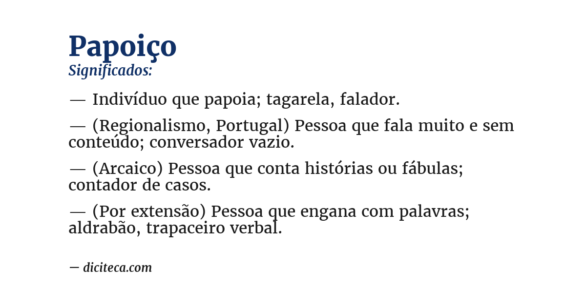 Significado de papoiço