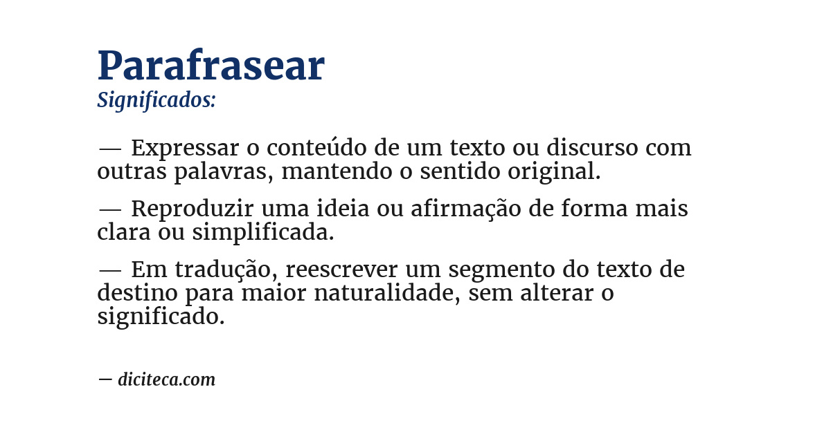 Significado de parafrasear