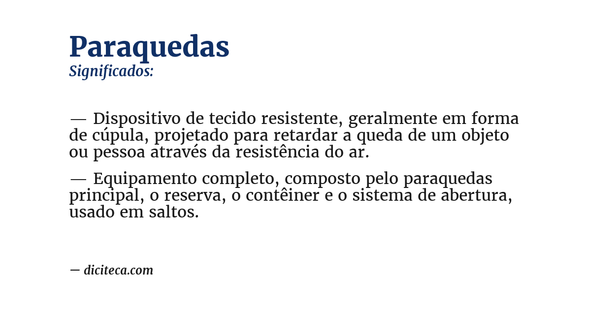 Significado de paraquedas