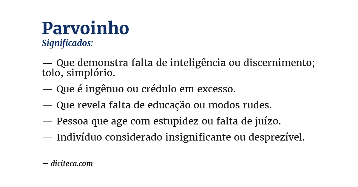 Significado de parvoinho