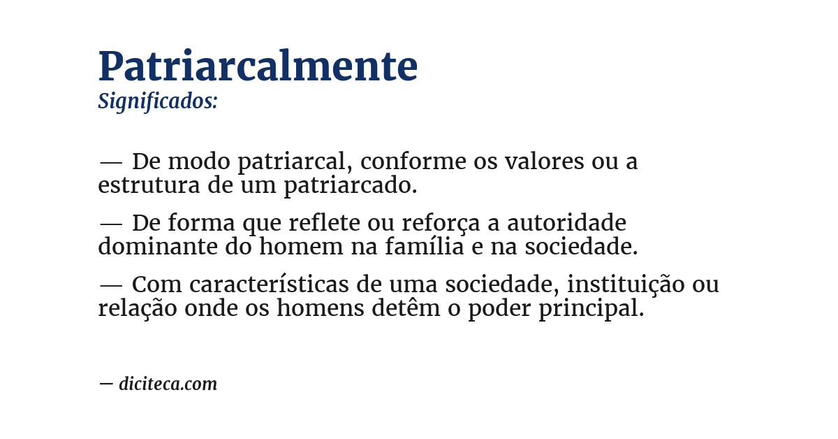 Significado de patriarcalmente