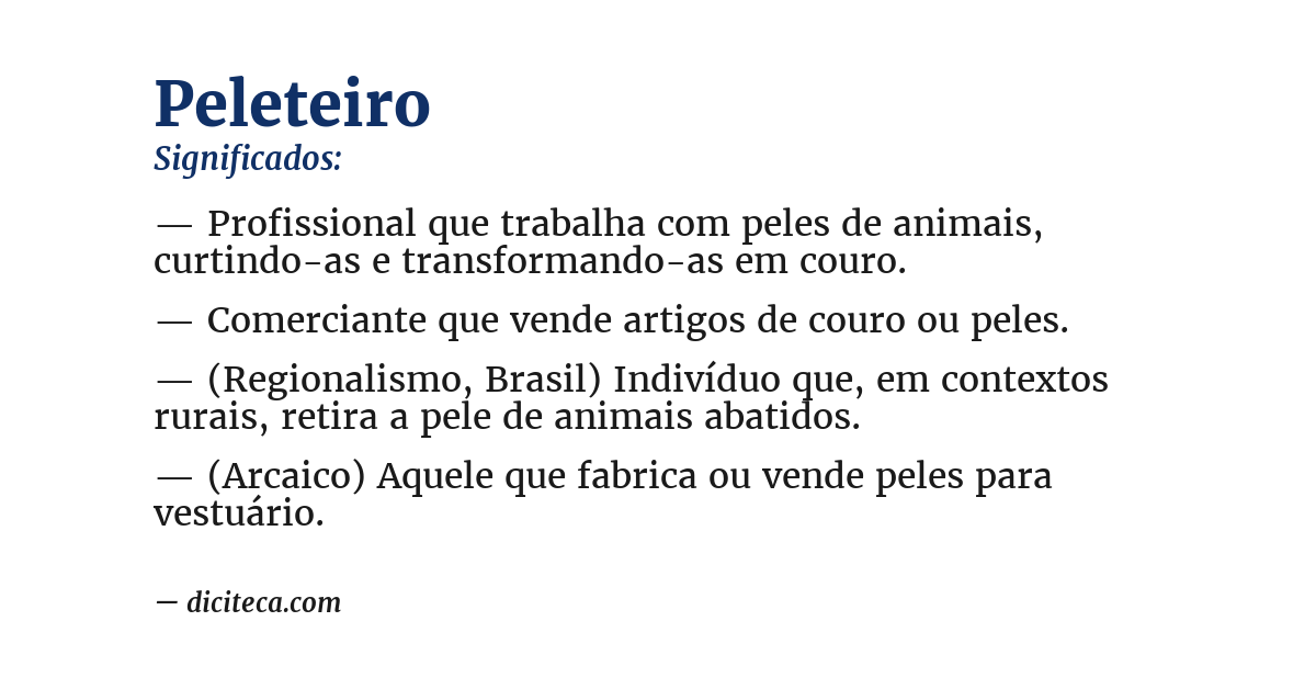 Significado de peleteiro