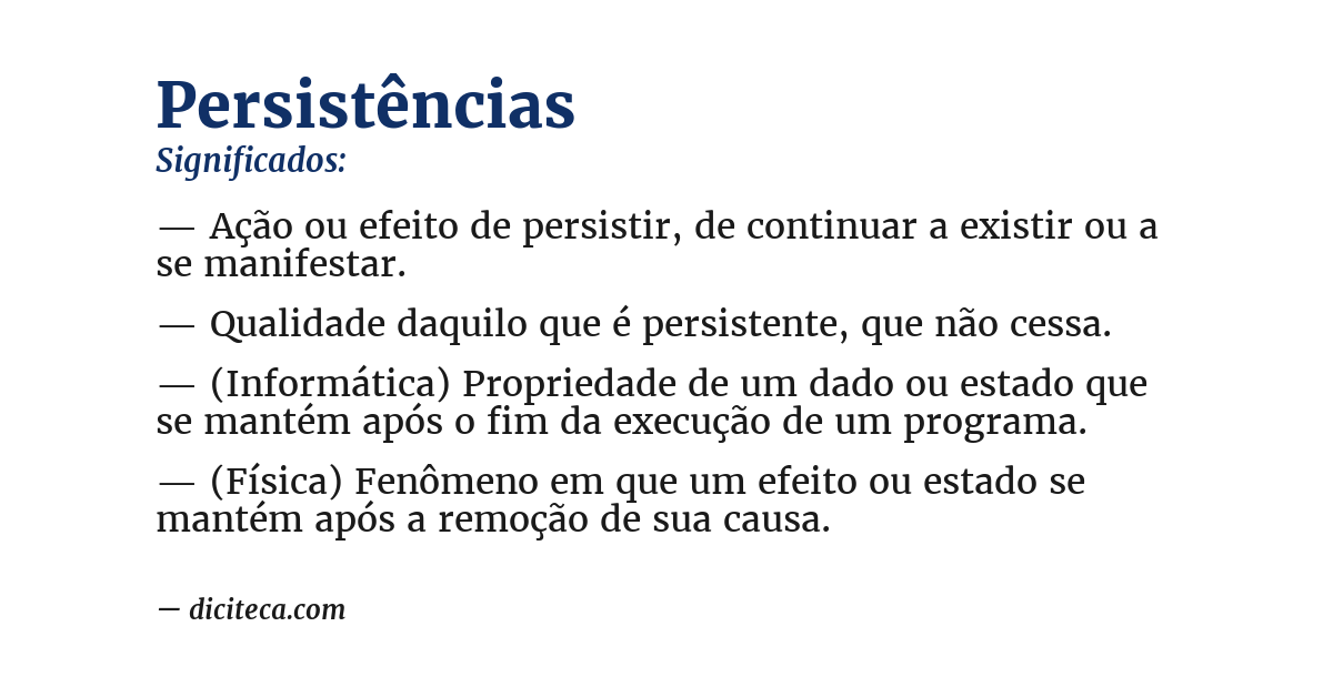 Significado de persistências