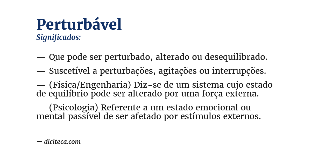 Significado de perturbável