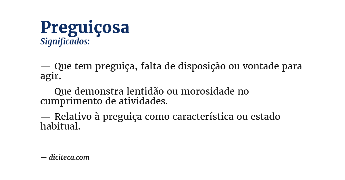 Significado de preguiçosa