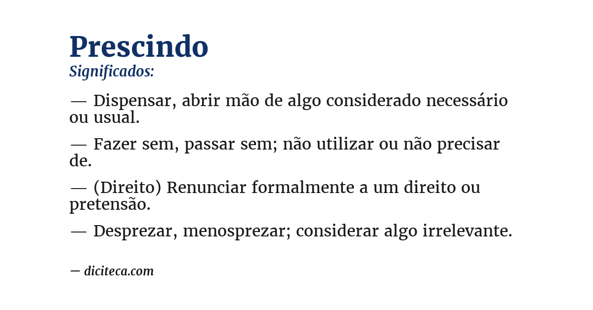 Significado de prescindo