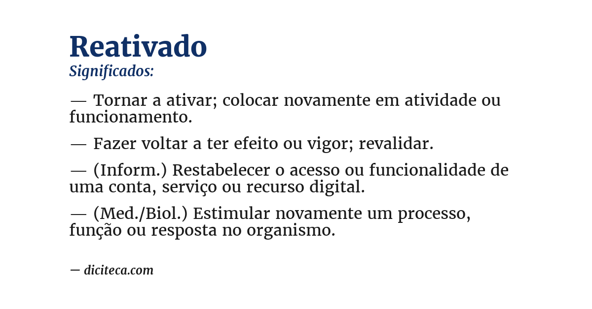 Significado de reativado