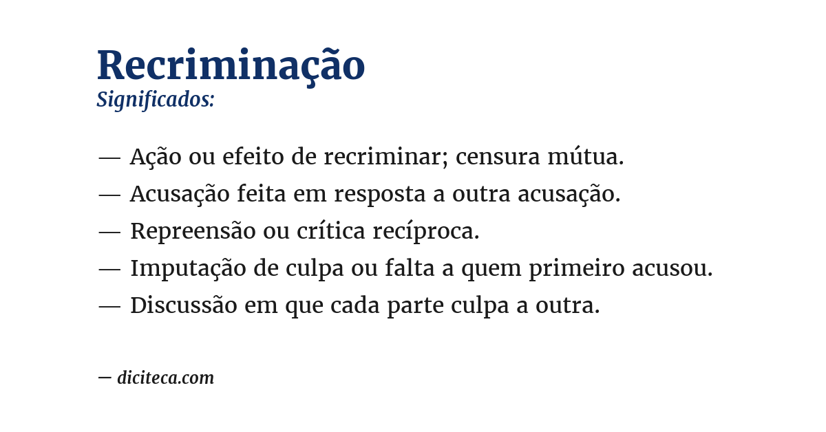 Significado de recriminação
