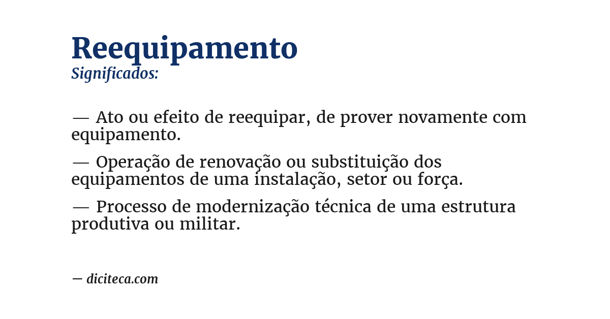 Significado de reequipamento