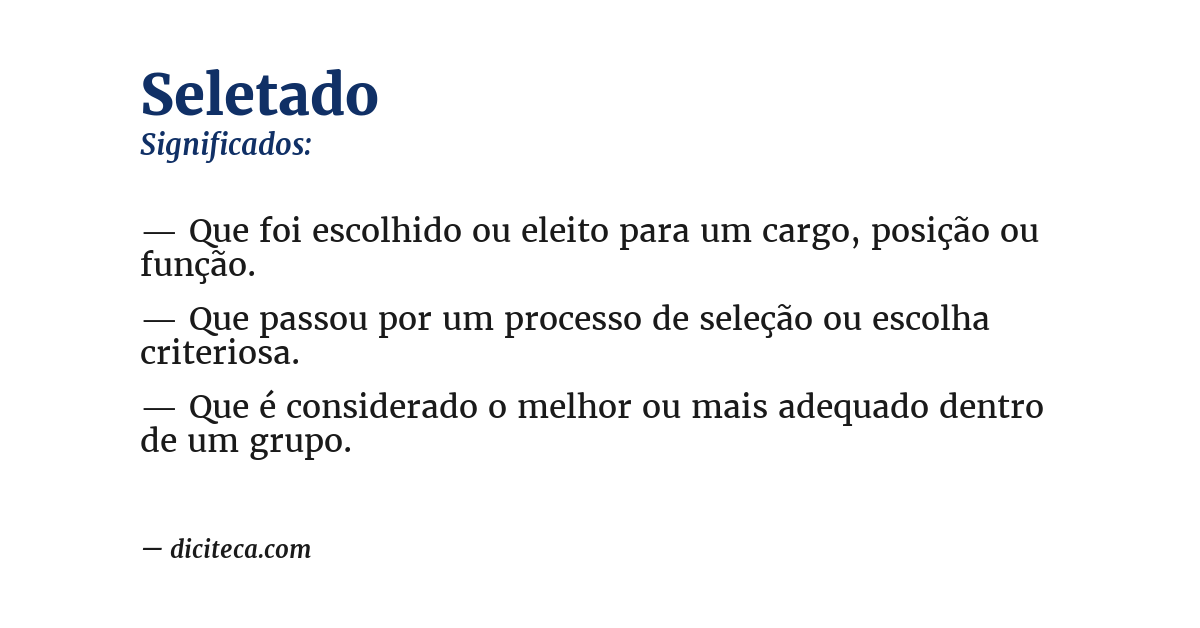 Significado de seletado
