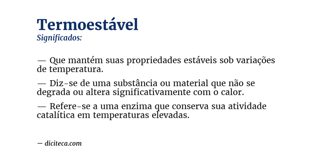 Significado de termoestável