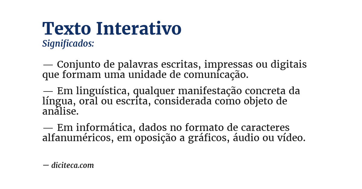 Significado de texto interativo