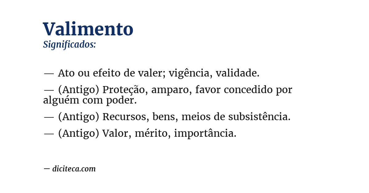 Significado de valimento
