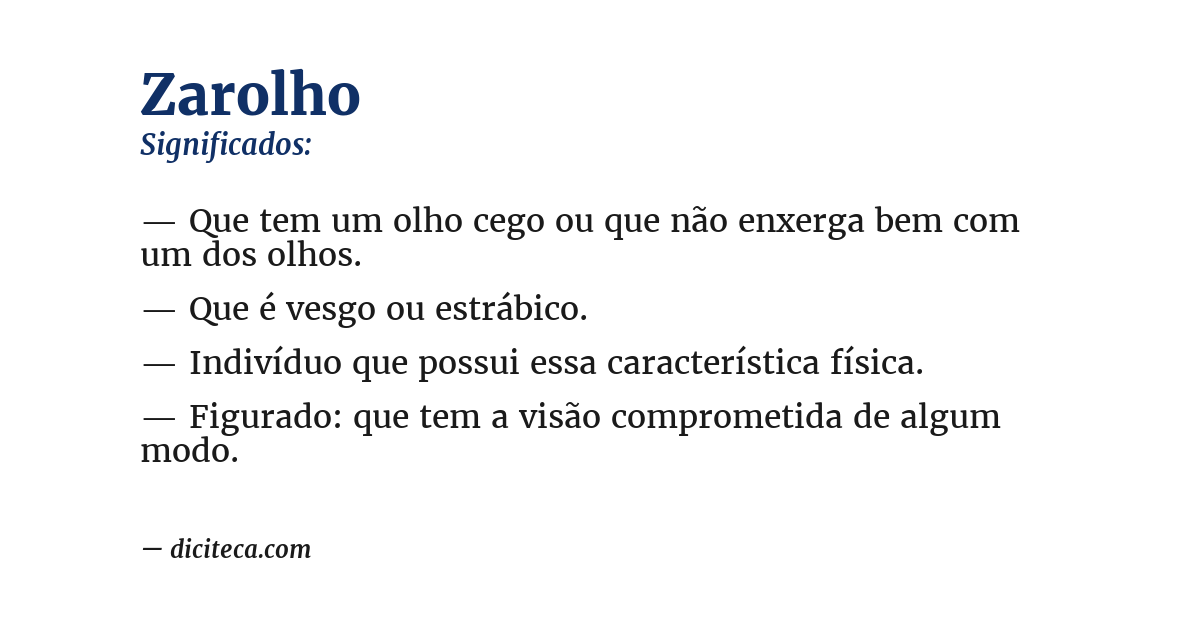 Significado de zarolho