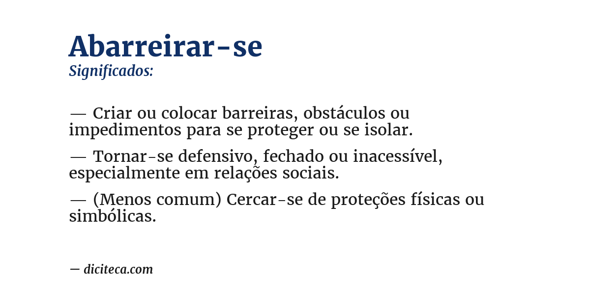 Significado de abarreirar-se