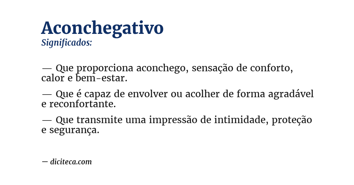 Significado de aconchegativo