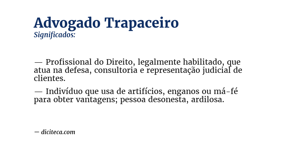 Significado de advogado trapaceiro