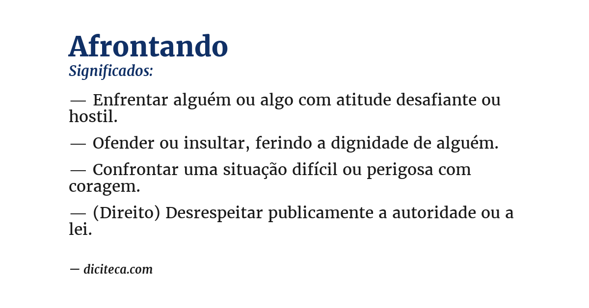 Significado de afrontando