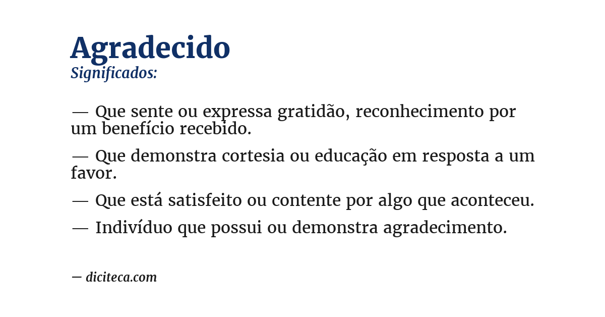 Significado de agradecido