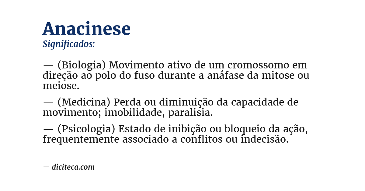 Significado de anacinese