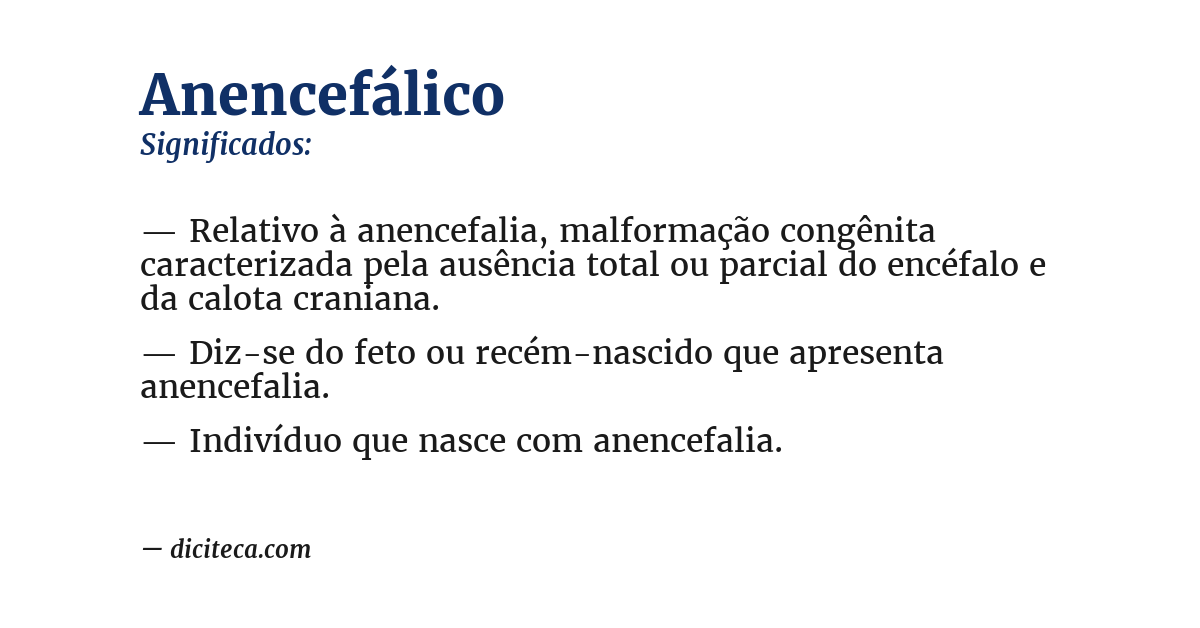 Significado de anencefálico